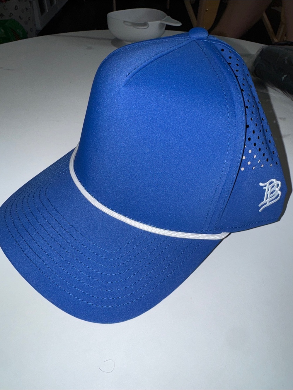 Blue Performance Trucker Cap with White Trim